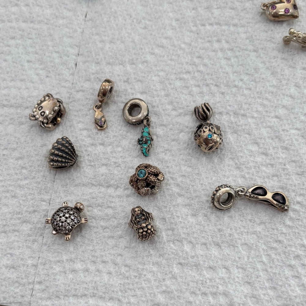 Pandora Silver Charm Bracelet Set with Turquoise Accents